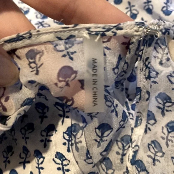 Rebecca Taylor Blue and White Silk Sheer Back Dress 💙🤍💙 - Picture 4 of 9